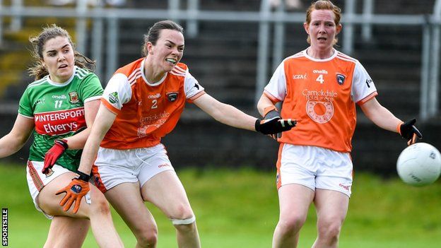 Maria Reilly scores a goal for Mayo in their quarter-final win over Armagh
