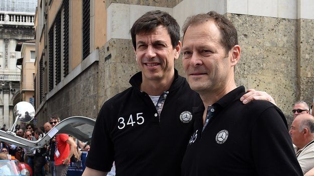 Aldo Costa (right) pictured with Mercedes F1 team boss Toto Wolff