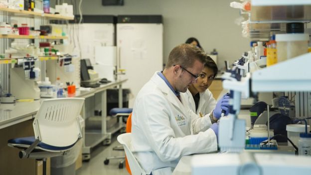 Técnicos de investigación en un laboratorio de Nueva York.