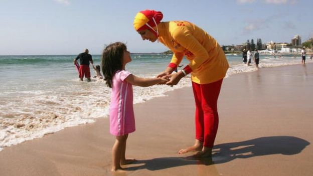 A life guard wearing a 'burkini' in Australia February 2007)