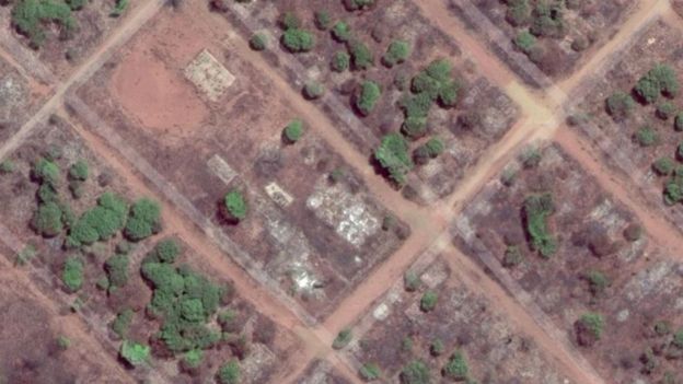 Vista aérea de ruÃnas na terra indÃgena de Marãiwatsédé