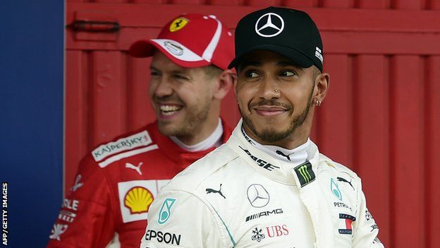 Mercedes' Lewis Hamilton and Ferrari's Sebastian Vettel