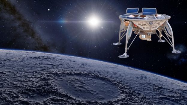 Artist's impression of SpaceIL probe in space