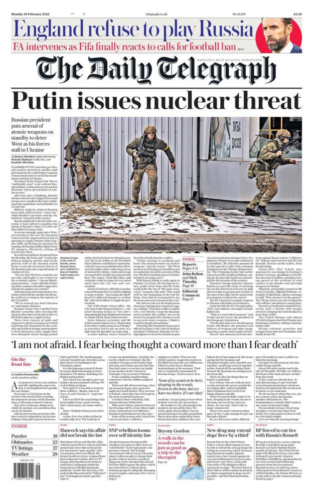 The Papers: Putin Raises Nuclear Threat And Fleeing Refugees - BBC News