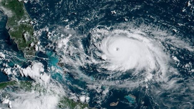Imagen satelital del huracÃ¡n Dorian.