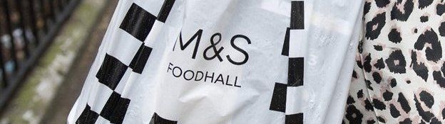 m&s black and white carrier bag
