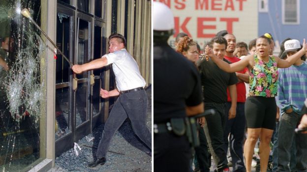 Protestas en Los Ángeles en 1992.