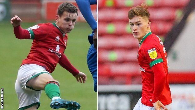 Walsall's Liam Kinsella (left) and Alfie Bates