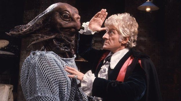 Jon Pertwee as Dr Who with a sea devil