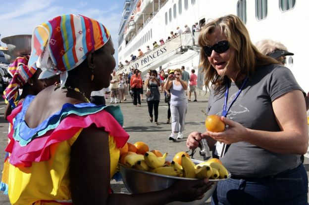 Turista en Cartagena, Colombia.