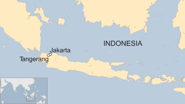 A BBC map showing the location of Tangerang in Indonesia