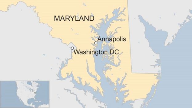 Map showing Annapolis in Maryland