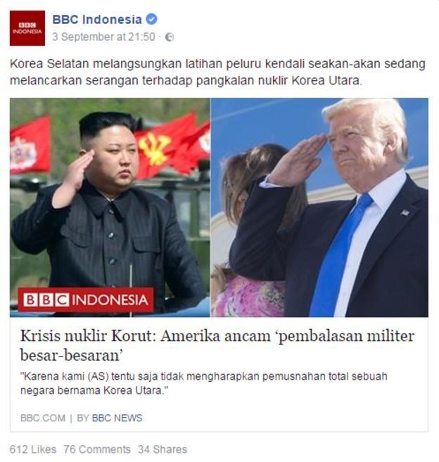 Bình luận trên trang Facebook của BBC Indonesia
