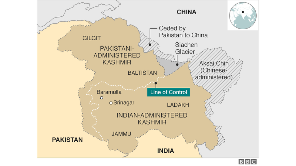 Map of Indian-administered Kashmir
