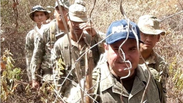 A picture posted on the Twitter account of Paraguay's environment ministry shows police searching for Mr Wabnegg