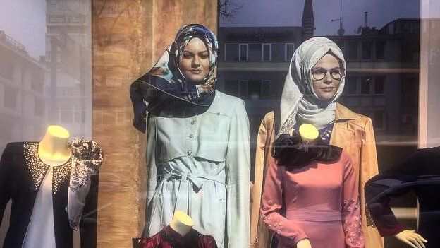 Headscarf mannequins in Turkey