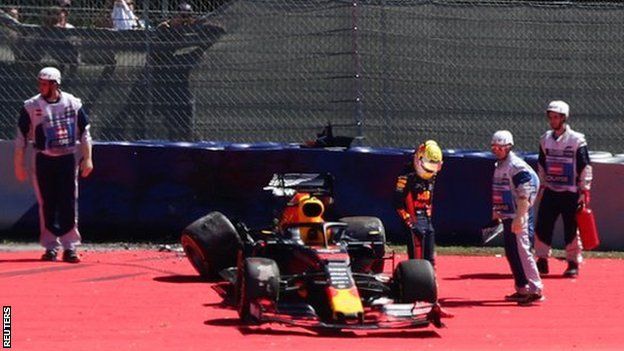 Max Verstappen crashes