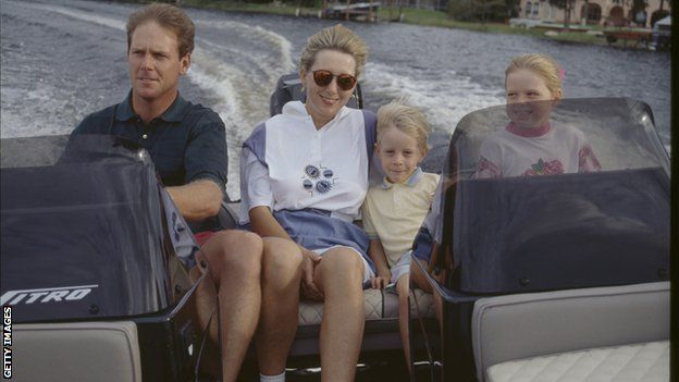Stewart with wife and two children in 1993