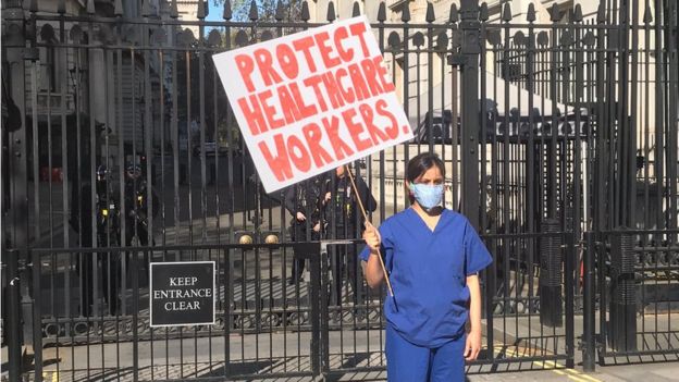 Meenal Viz protesting outside Downing Street