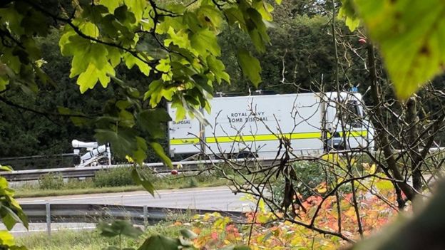 Royal Navy bomb disposal vehicle on the scene
