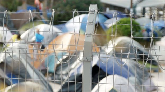 Campamento de migrantes en Tamaulipas.