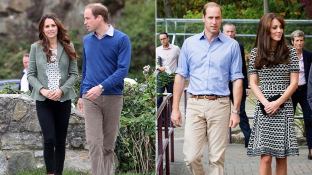 Prince William and Kate Middleton wearing casual clothing