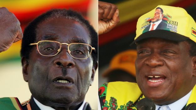 L: Robert Mugabe R: Emmerson Mnangagwa