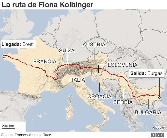 Mapa de la ruta de Fiona Kolbinger