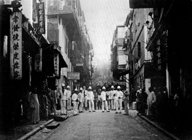 Brigadas de inspección británicas en Hong Kong a finales de los 1880.