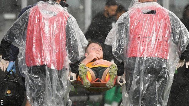 Harry Souttar was stretchered off in the 78th minute of Australia's 0-0 World Cup Qualifier with Saudi Arabia in rainy Sydney
