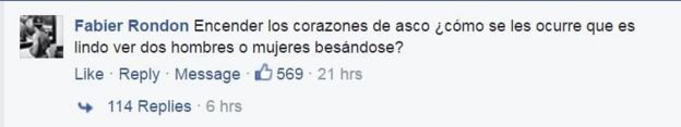 Comentario en Facebook