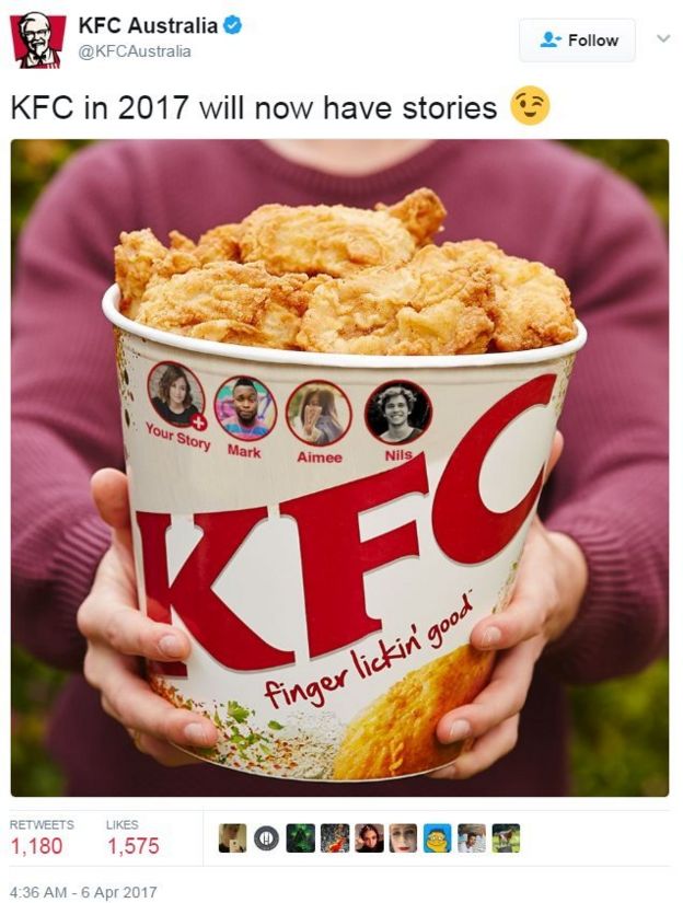 Screen grab of tweet by @KFCAustralia