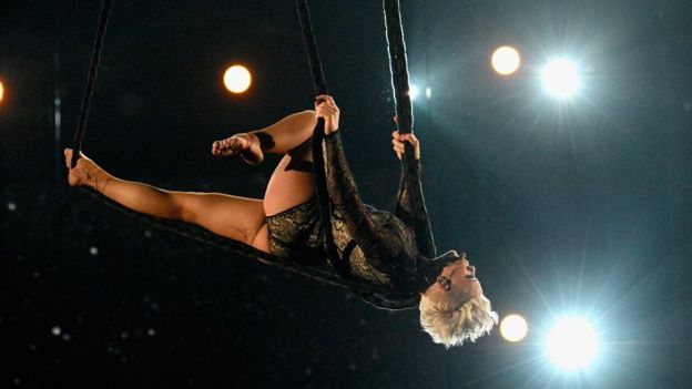 Pink performs at the 2014 Grammys