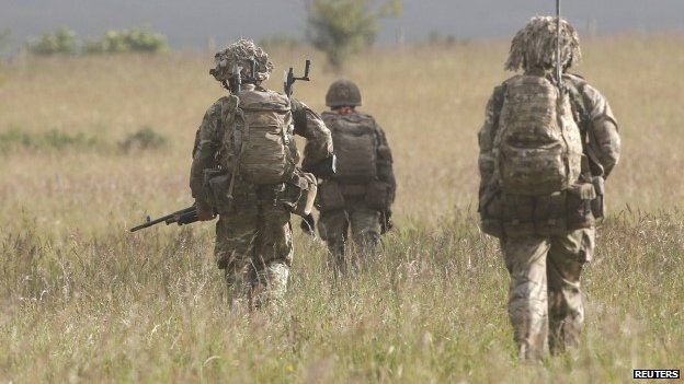British soldiers in an exercise on Salisbury Plain