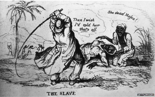 1830: A slaveowner whipping a slave to death