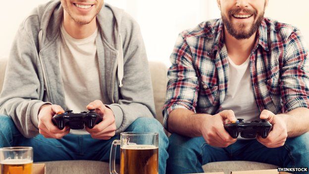 Two men playing video games