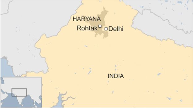 A map showing Haryana state in northern India