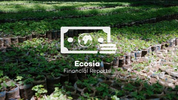 Una foto de la web de Ecosia