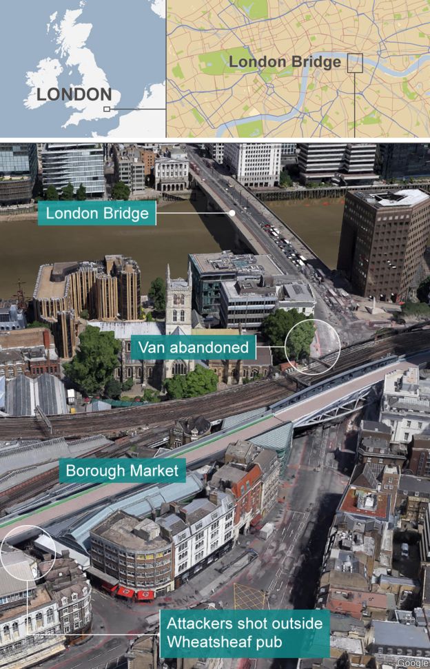 Map of London attack scene