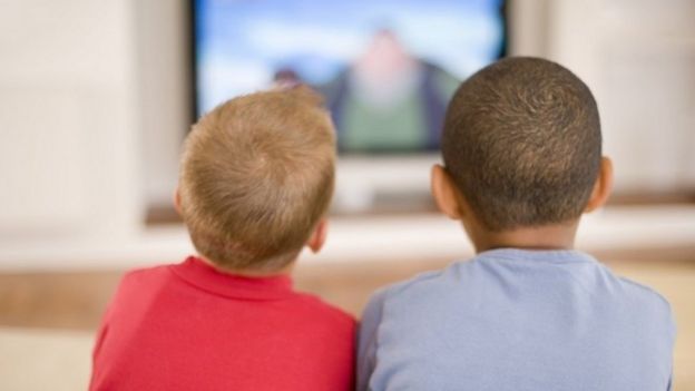 Children watching TV