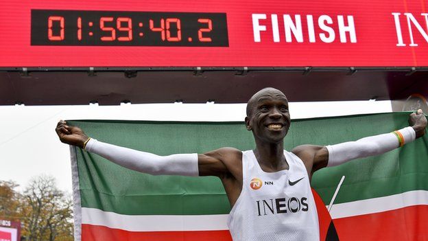 Eliud Kipchoge wore a pair of prototype shoes with the new technology when he ran a sub-two-hour marathon in 2019.