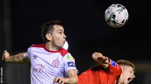 Karl Moore in action for Shelbourne