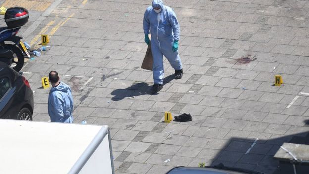 Police forensic experts have been at the scene of the attack