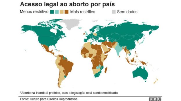 Mapa: acesso legal ao aborto por paÃ­s