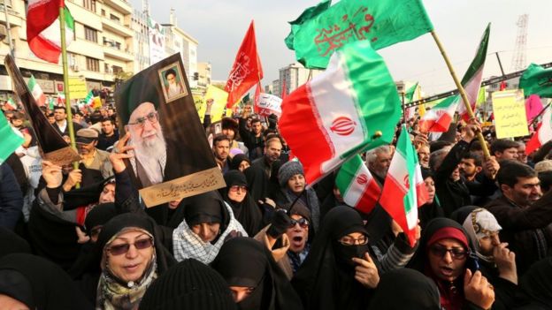Manifestantes en Irán.