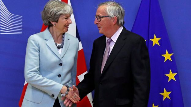 Theresa May and Jean-Claude Juncker