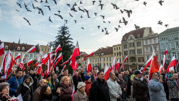 Poland Protests Tens Of Thousands March Again Bbc News