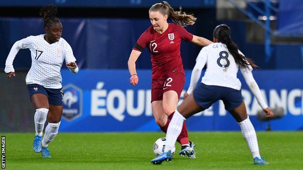 Niamh Charles on her England debut against France