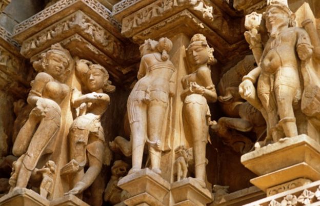 templos eróticos de Khajuraho, na Índia central.