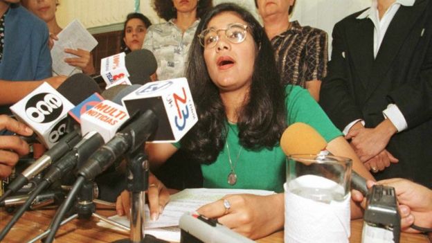 Zoilamérica Narváez durante la conferencia de prensa en la que denunció a Daniel Ortega de violación y abusos sexuales